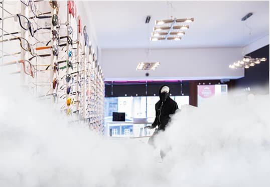 Générateur de brouillard tabac : Générateur de fumée 6 Photo d'un cambriolage avec un brouillard